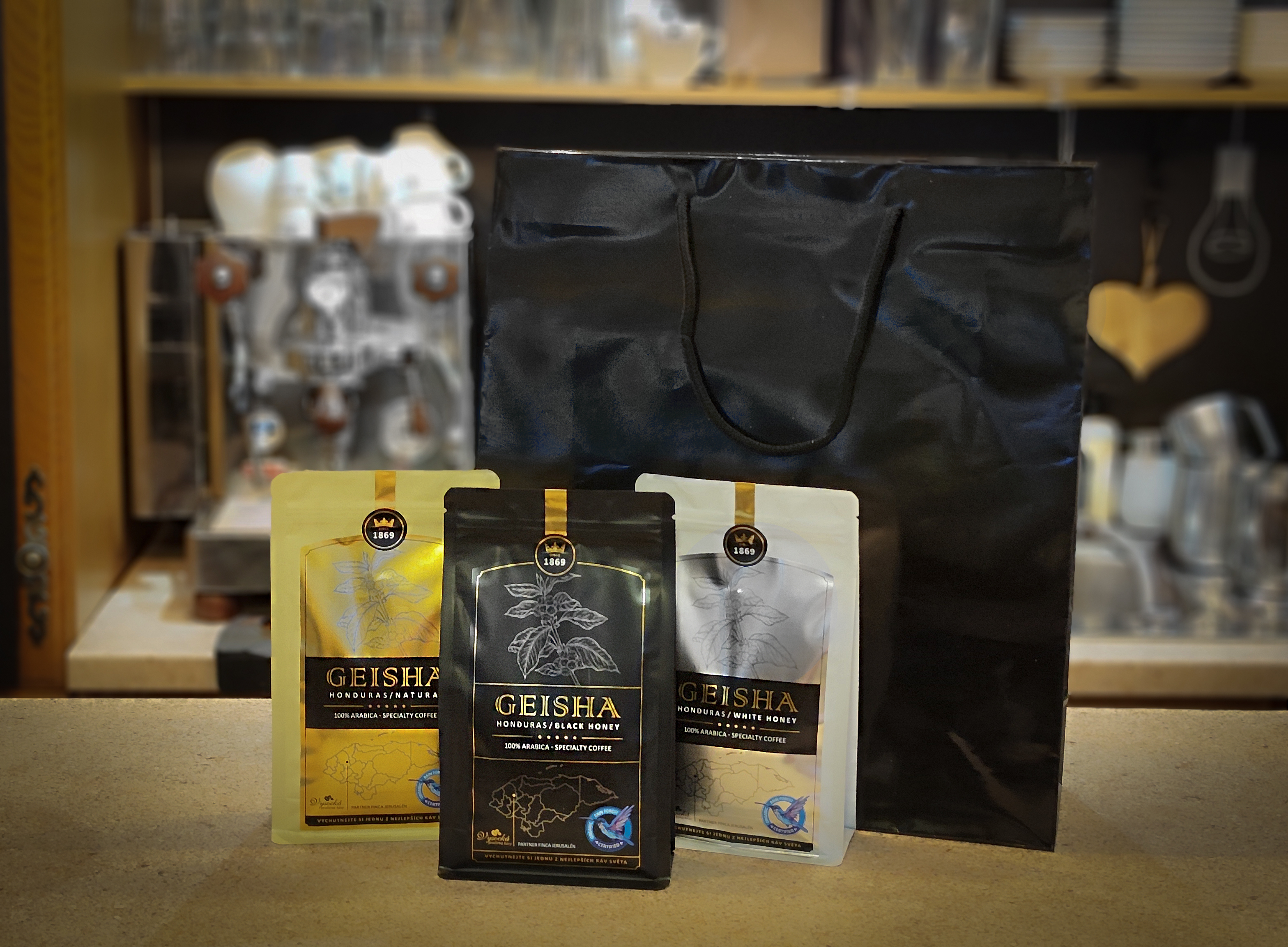 Degustační balíček Geisha 3 druhy káv 1500g