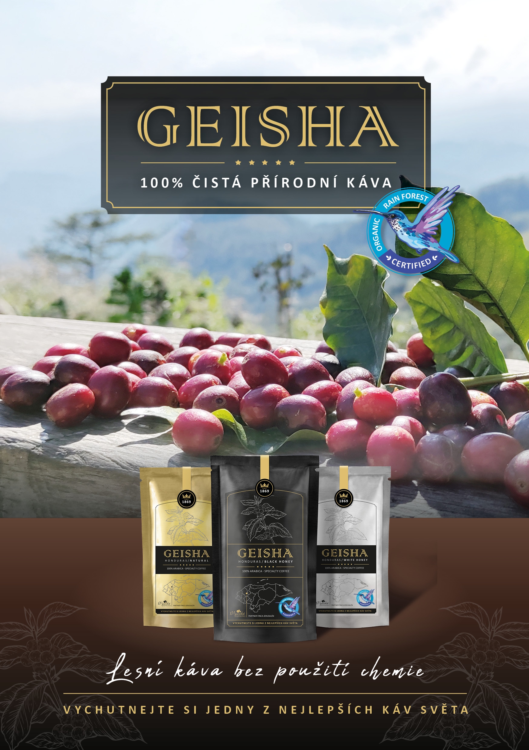 Degustační balíček Geisha 3 druhy káv 750g